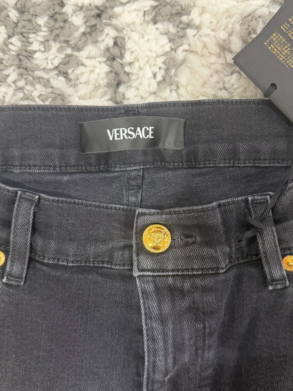 Versace Medusa Skinny Jeans Black Gold Men’s Size 36 NWT - Picture 6 of 10